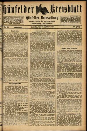 Zweite Ausgabe vom Samstag, den 23. Februar 1924.