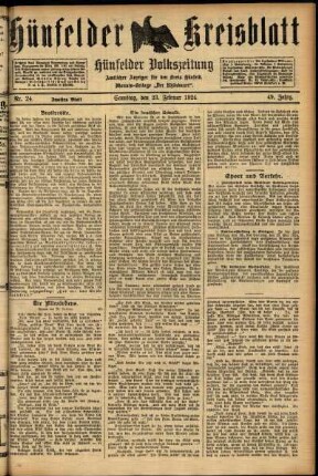 Zweite Ausgabe vom Samstag, den 23. Februar 1924.