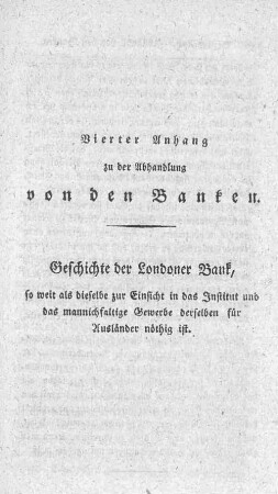 Vierter Anhang zu der Abhandlung von den Banken.