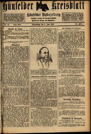 Erste Ausgabe vom Donnerstag, den 02. Juni 1927.