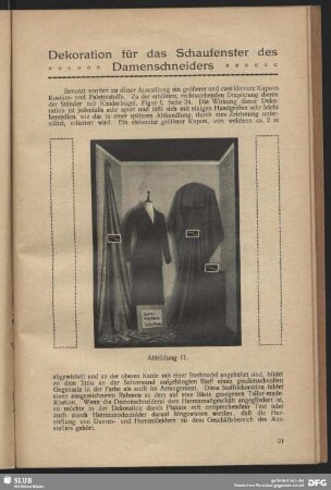 Dekoration für das Schaufenster des Damenschneiders.