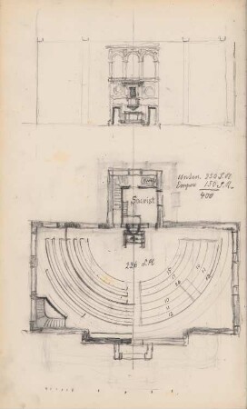Kapelle: Grundriss, Innenansicht (aus: Skizzenalbum 3)