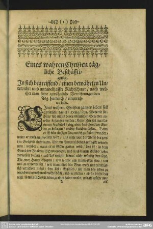 Eines wahren Christen tägliche Beschäfftigung