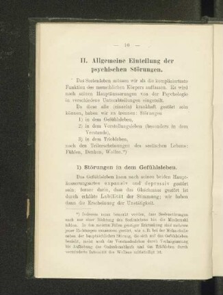 II. Allgemeine Einteilung der psychischen Störungen.