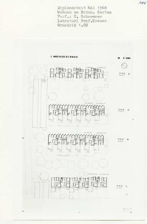 Wohnen am Botanischen Garten, Berlin-Lichterfelde (Diplomarbeit bei Willy Kreuer): Grundriss 1. Obergeschoss 1:200