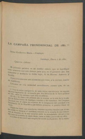 La campaña presidencial de 1881