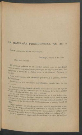 La campaña presidencial de 1881