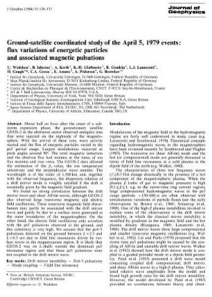Ground-satellite coordinated study of the April 5, 1979 events: flux variations of energetic particles and associated magnetic pulsations