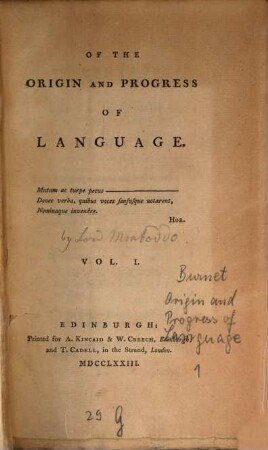 Of The Origin And Progress Of Language. 1
