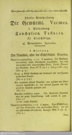 Fünfte Eintheilung. Die Gewürme