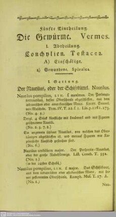 Fünfte Eintheilung. Die Gewürme