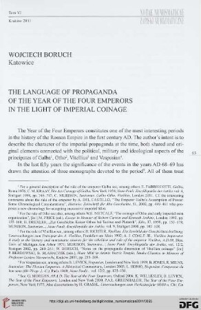 6: The language of propaganda of the year of the four emperors in the light of imperial coinage