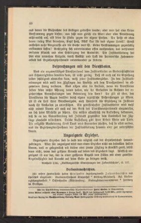 Besprechungen mit den Dienstboten