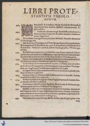Libri Protestantivm Theologorvm.