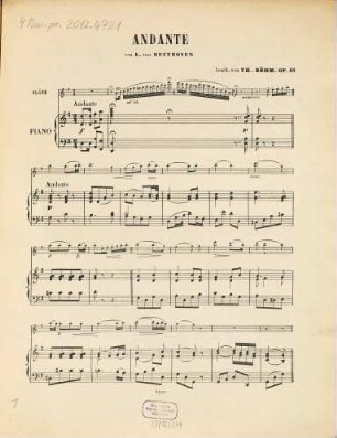 Andante aus der Serenade op. 25 von Beethoven : OP. 46 ; mit Pianofortebegl.