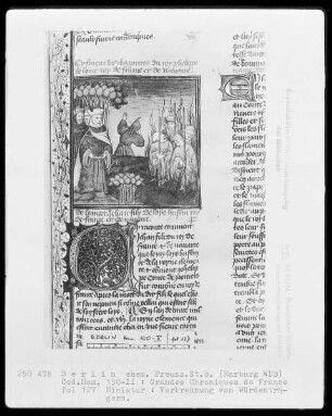 Chroniques de France in zwei Bänden — Chroniques de France, Band 2 — Verbrennung von Würdenträgern, Folio 127recto