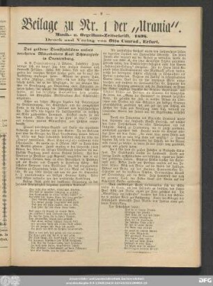 Beilage zu Nr. 1 der „Urania“.