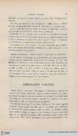 Chronique d'Alger