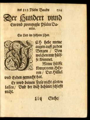 Der Hundert unnd Ein und zwentzigste Psalm Davids.
