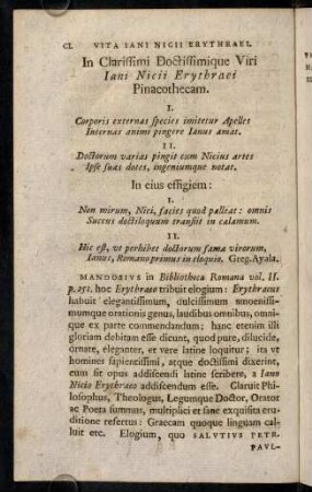 CL-CLVIII, In Clarissimi Doctissimique Viri Iani Nicii Erythraei Pinacothecam.