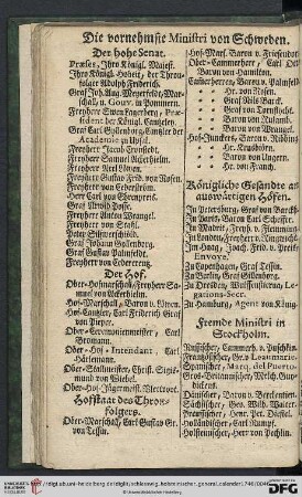 Die vornehmste Ministri von Schweden