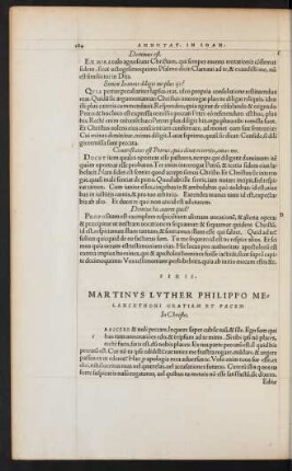 Martinus Luther Philippo Melanchthon Gratiam Et Pacem In Christo.
