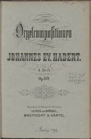 Orgelcompositionen. 4. (1889). op. 69. - 43 S.