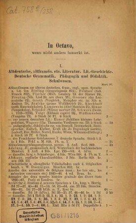 Bücher-Verzeichniss, 258. 1882