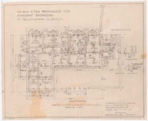 Neubau eines Wohnhauses für Staatsrat Gründgens im Bellevuepark, Berlin: Grundriss Kellergeschoß 1:100