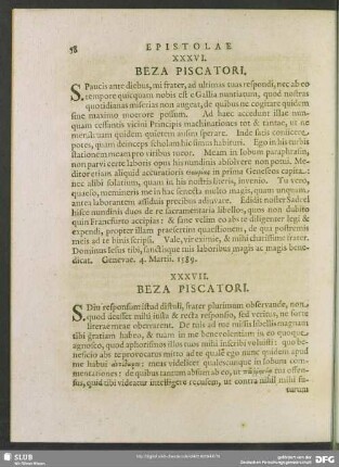XXXVII. Beza. Piscatori