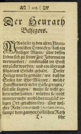 Der Heurath Belfegors.