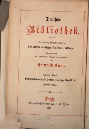 Hans Jacob Christoffels von Grimmelshausen Simplicianische Schriften, 2