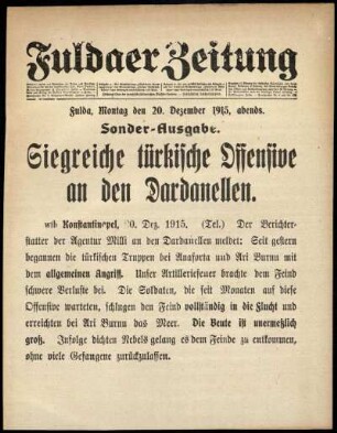 Zweite Ausgabe vom Montag, den 20. Dezember 1915.