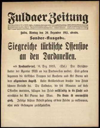 Zweite Ausgabe vom Montag, den 20. Dezember 1915.