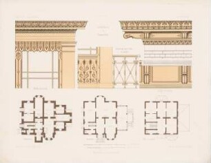 Landhaus, Berlin-Tempelhof (Architektonisches Skizzenbuch, H. 84/2, 1867): Grundrisse, Details