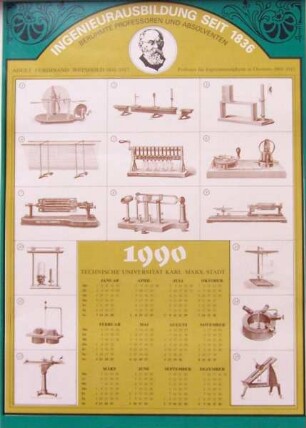 Kalender TU Karl-Marx-Stadt "Ingenieurausbildung seit 1836 - Berühmte Professoren und Absolventen", 1990