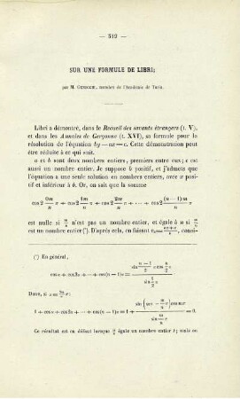 Sur une formule de libri.