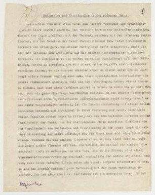 Rationales und Irrationales in der Modernen Kunst. [eventuell Hannover]