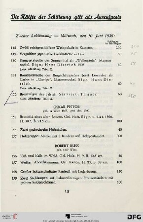 Zweiter Auktionstag: Mittwoch, den 10. Juni 1936 (Nr. 148-296)