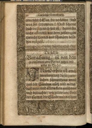 Die sechste Betrachtung/ ist von dem grawsamen zorn Gottes gegen und wider die Sünden.