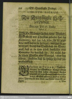Die Dreyssigste Hochzeit-Predigt