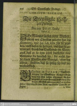 Die Dreyssigste Hochzeit-Predigt