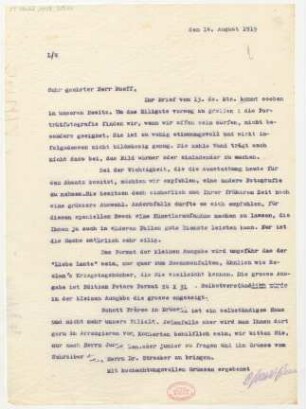 Brief an Rudolf Käser : 14.08.1915
