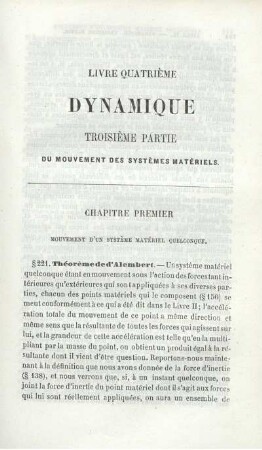 Livre IV. Dynamique. Troisième Partie.