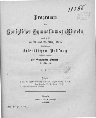 2: Über die ethische Bedeutung der sophokl. Tragödie "Elektra"