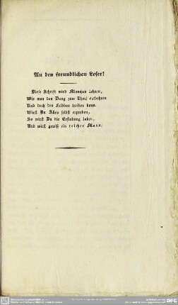An den freundlichen Leser!