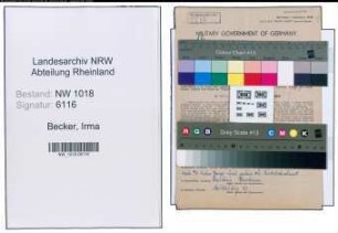 Entnazifizierung Irma Becker , geb. 14.08.1908 (Buchhalterin)