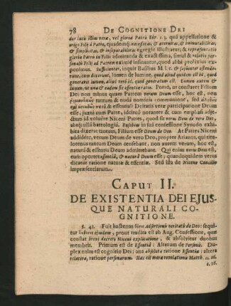 Caput II. De Existentia Dei Eiusque Naturali Cognitione.