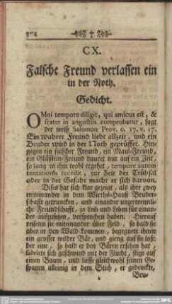 CX. Falsche Freund verlassen ein in der Noth. Gedicht