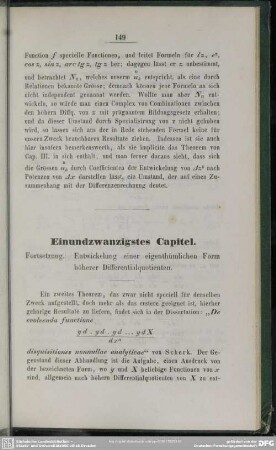 Einundzwanzigstes Capitel. Fortsetzung. Entwickelung einer eigenthümlichen Form höherer Differentialquotienten